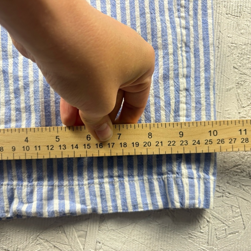 beachlunchlounge Blue and White Striped Wide Leg Linen Blend Pants Tie Waist Sm - Picture 6 of 6